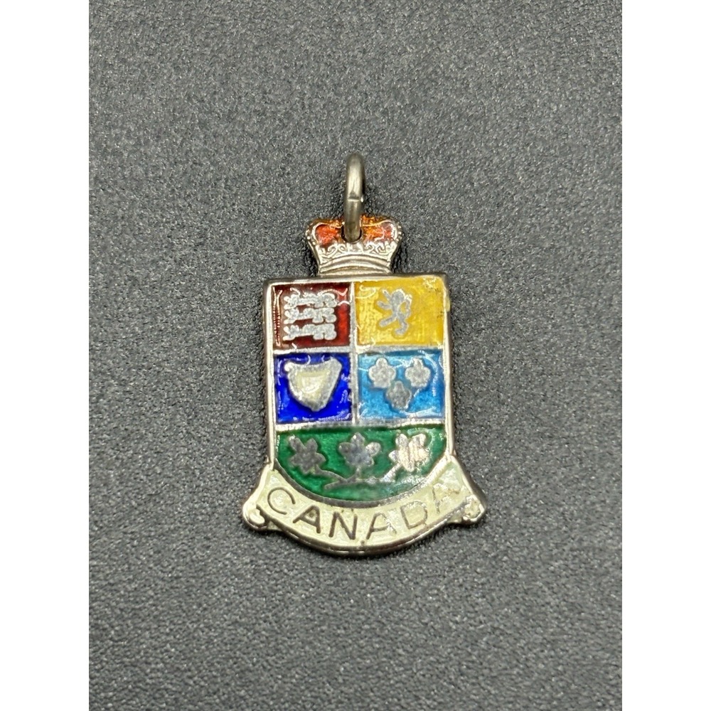 Vintage Sterling Silver Canada Coat Of Arms 925 Charm Enamel E29